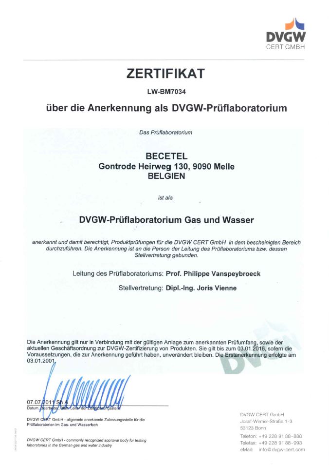 DVGW certificat